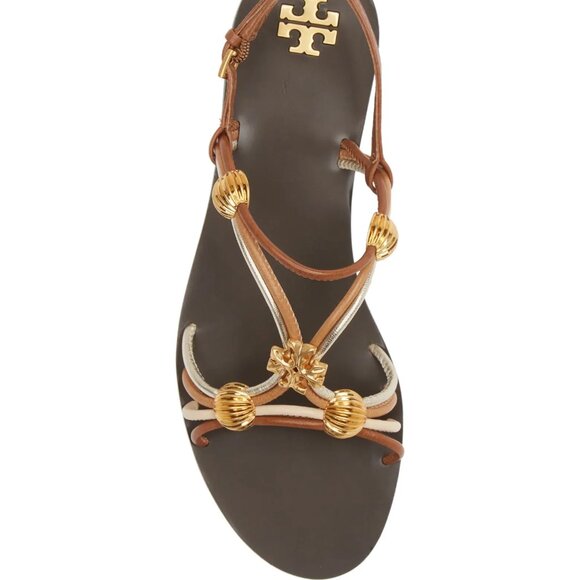Tory Burch $328 NIB CAPRI MULTI STRAP SANDAL MOCHA / TOASTED BARK / GOLD Brown - Picture 8 of 12